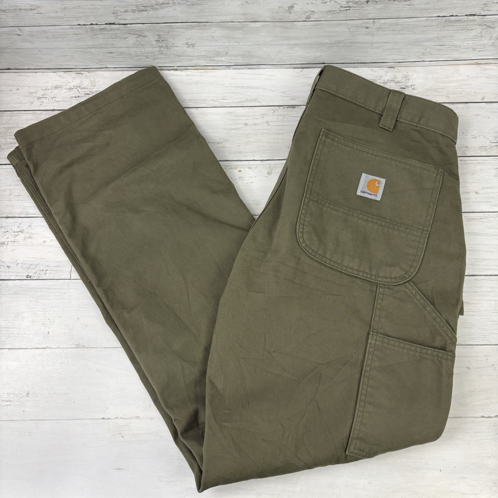Carhartt Work Pants B324 ARG Green Men’s Size 34x32 Relaxed Fit carpenter