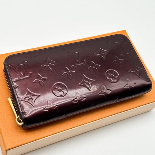 Louis Vuitton Monogram Vernis Zippy Wallet Red Leather Excellent From Japan
