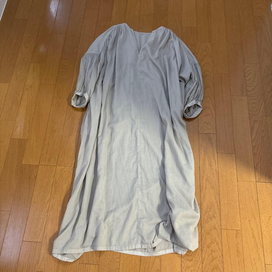 evam eva Cotton Long Sleeve Dress V-Neck Gathered Free Size