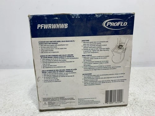ProFlo PFWRWHWB Wax Ring Kit 1/4"x2-1/4" Brass Bolts - Picture 4 of 4