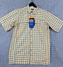 Habit Fishing Shirt Mens S Blue Yellow Plaid UPF 40 Solar Factor Button-Up NWT