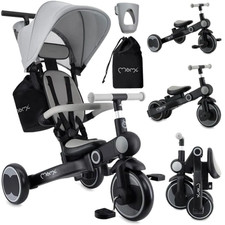 MoMi SOLIVIA Vélo Évolutif 4en1 Tricycle Draisienne Enfant 12m+ 25kg Gris
