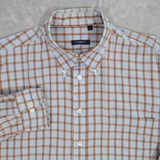 VTG Burberry London Button Up Shirt Mens L XL Blue Plaid Made In USA Pocket