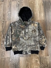 Real tree Schmidt Carhartt Style Camp Zip Up Jacket Youth Size M 10-12 
