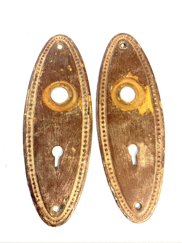 Antique Oval Metal Door Knob Plates Victorian Eastlake Crafts