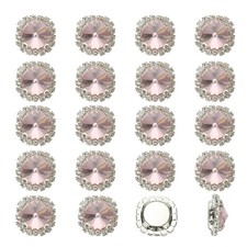 32Pcs Rhinestone Buttons, Flatback Sew on Rhinestones, Pink