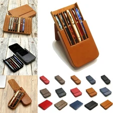 Handmade Leather 3/6/12 Slots Hard Fountain Pen Case Organizer Storage Box Gift