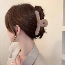 Solid Fluffy Cross Hair Claw for Women Girls Sweet Hair Ornament Plush Headband - Image 3