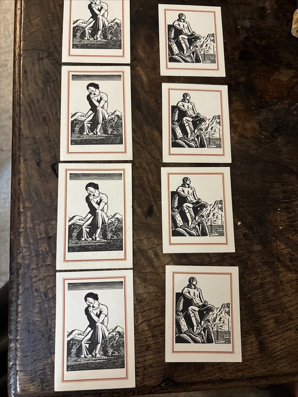 8pc Rockwell Kent Bookplate Lot - The Reader & Voyaging - Antioch Style