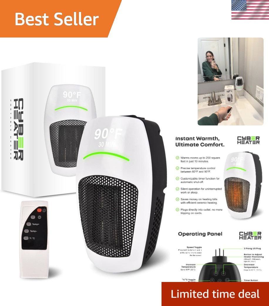 Bliss Heat Cyber Heater: 500W Portable Ceramic Heater with R