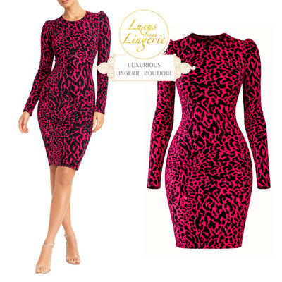 CHEETAH DRESS by Wolford S Small red black Kleid mit Puffärmeln Animalisch