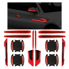 12PCS Reflective Stickers Set, Auto Door Handle Protector  Rearview Mirror Red