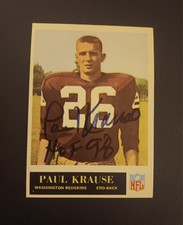 1965 Philadelphia Gum Paul Krause #189 Autographed Rookie Card NM!! w/COA . rookie card picture