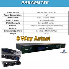 8 Way Artnet Extender to DMX512 Converter Signal Distributor Amplifier Console