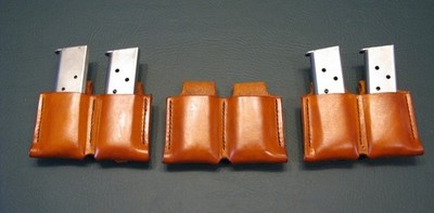 SASS, Wild Bunch, Three 1911  Double Mag pouches, Saddletan,  for 2.5'' belt, New