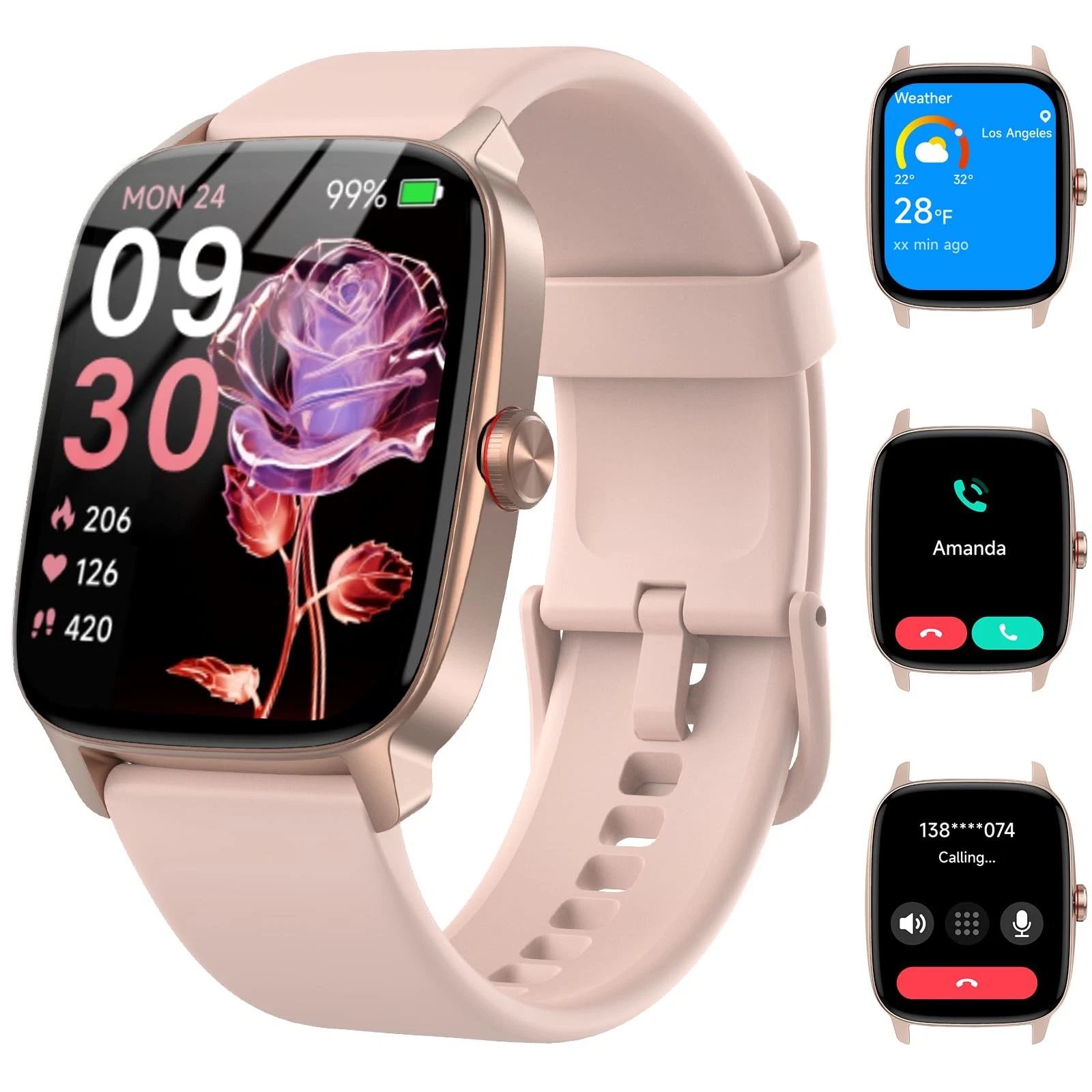 Smart Watches for Women Men with Bluetooth Call & AI Voice, 1.85" HD Fitness ...