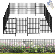 16 Panels Garden Fence,Rustproof Metal Fence Panels - 32In H  37.8Ft L Garden