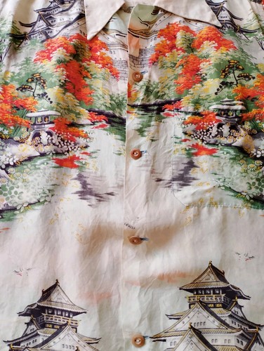1940S-1950S Hookano 100% Silk Nice Japanese Motif Size Medium. - Picture 9 of 16