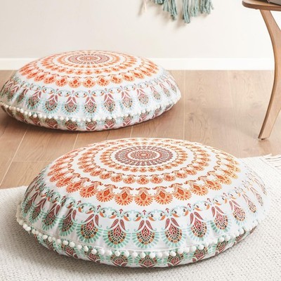 Codi Floor Pillows for Adults Set of 2, Large Boho Meditation Cushions with Memo