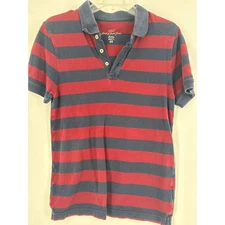 LOGC Label of Grain'n'Groove Red Blue Stripe Polo Shirt Mens Medium H&M