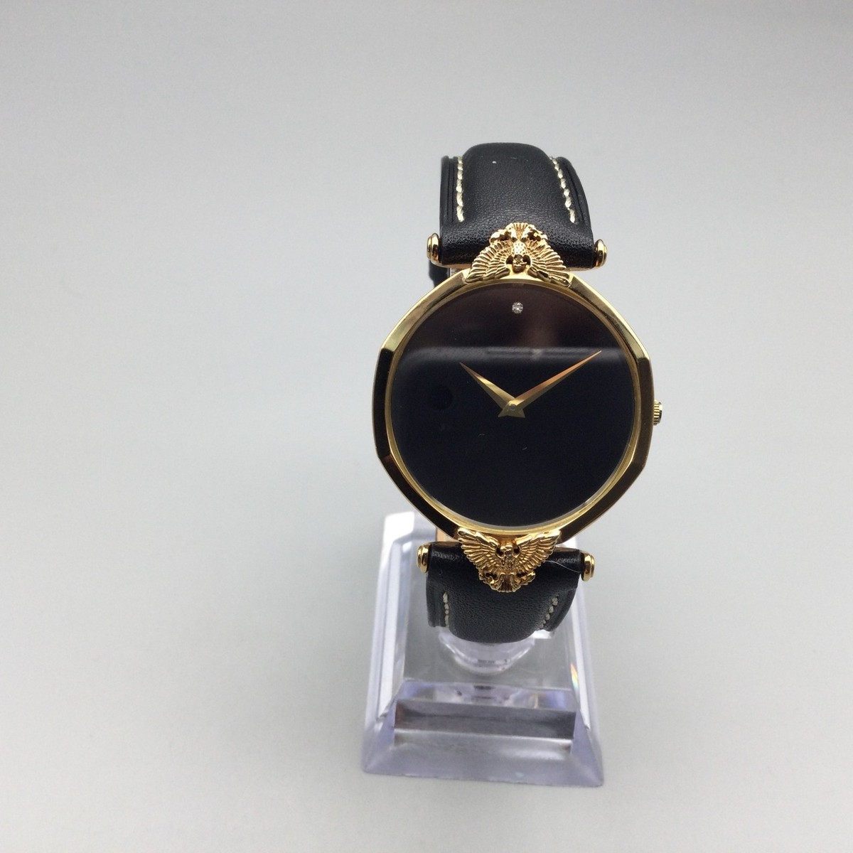 The Franklin Mint Watch Women 32mm Gold Tone 10K Eagle Leather