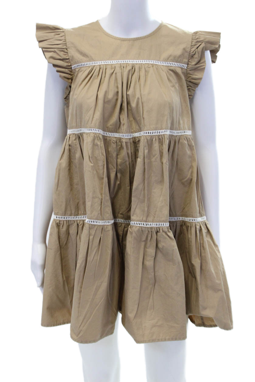 En Saison Womens Sleeveless Crew Neck Ladder Lace Shift Dress Brown Size SmallFree Shipping in US $100+ Orders | $6.95 Orders Below