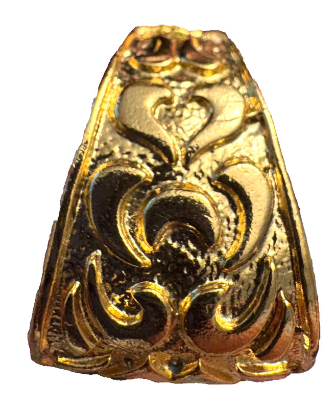Vintage Gold Tone Scarf Slide Pendant with Swirled Heart Design