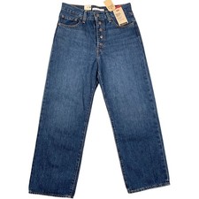 Levis Jeans Womens 29W 26.5L Blue Button Fly Ribcage Straight Leg Ankle NWT