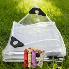 20 Mil Heavy Duty Clear Tarp UV Resistant Glass Transparent Tarpaulin Full Size