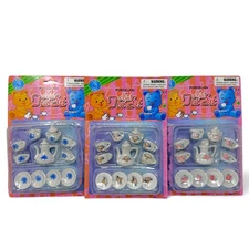 Vintage Mini Porcelain Tea Set 11-Piece Floral Pattern Lot Of 3 Blue White China