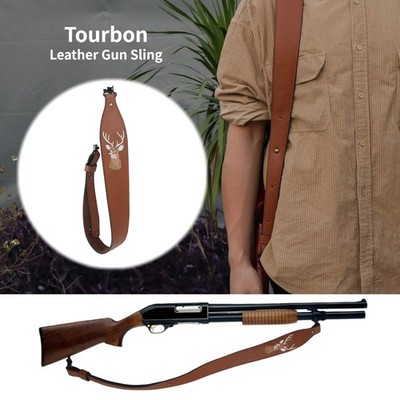 Tourbon Adjustable Leather Rifle Sling Gun Strap Mounted or QD Swivels Hunting