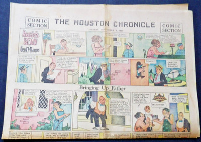 The Houston Chronicle Newspaper 8 Pages Comic Section Sunday, September 4, 1927.