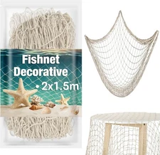 Sukh Fish Net Decorations 1.5x2m - Nautical Fishnet Table Runner for 2x1.5m 