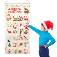 Christmas Fabric Advent Calendar Reusable Advent Calendar 2025 with 24 Pockets