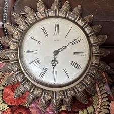 Smiths Sectric Wall Clock Roman Numerals Sunburst Design 1950/60s untested