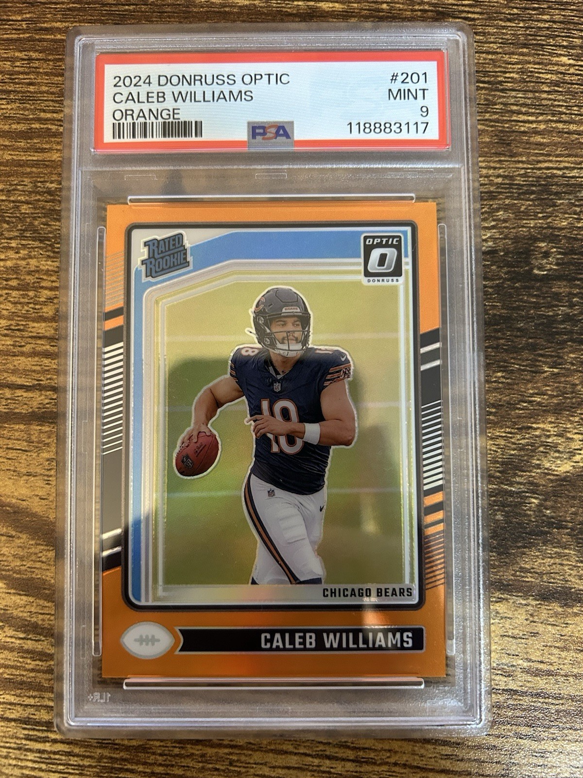 2024 Donruss Optic Rated Rookie Caleb Williams #201 Orange Prizm /249 (RC) PSA 9