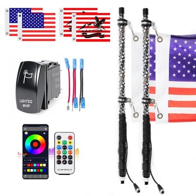 LED Whip Lights 2FT RGB Chasing App & Remote Control UNI SHINE 2PCS