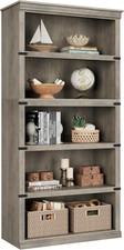IDEALHOUSE 5 Tier Bookcase, Farmhouse Book Shelf with Storage Open Display Books