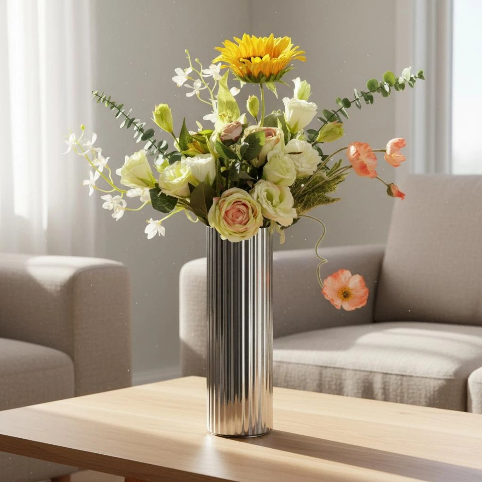 Stainless Steel Vase Easy to Clean Decorative Metal Vase Sturdy for Coffee