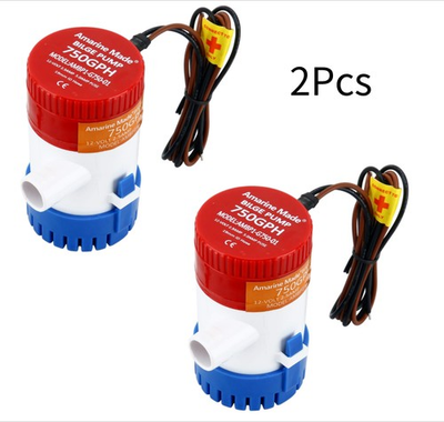 #ad 2Pc 750GPH 12V Electric Marine Submersible Bilge Sump Water Pump Boat 3 4quot; Hose $29.99