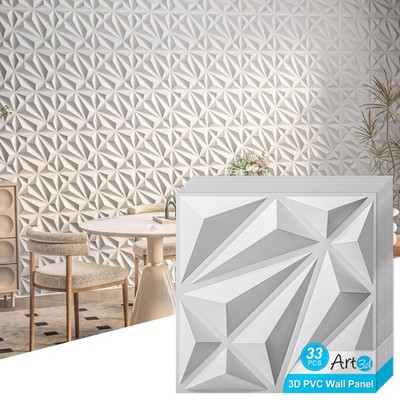 Art3d Diamond Textured 3D Wall Panels 11.8x11.8in 33-Pack White
