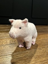 FAO Schwarz Pig 5x4" Plush Realistic Pink Mini Brass Button Stuffed Animal Toy