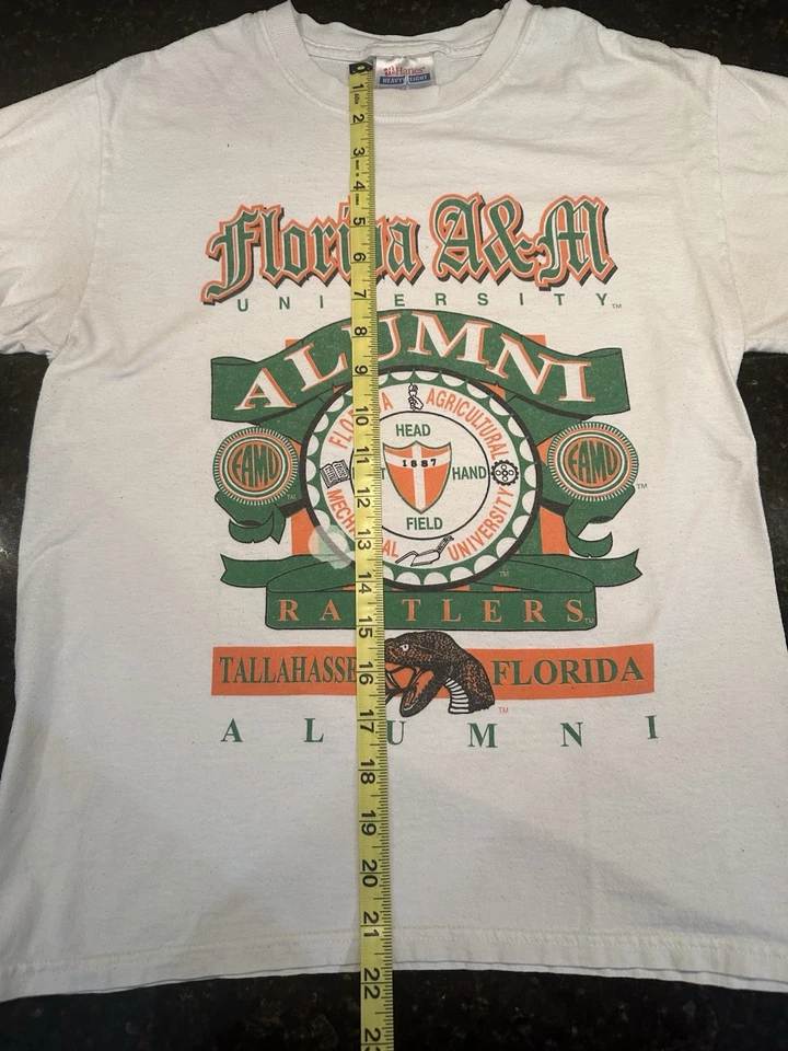 Camiseta Vintage FAMU Rattlers Anos 90 Florida A&M University, Ponto Único, Tamanho P - Imagem 4 de 4