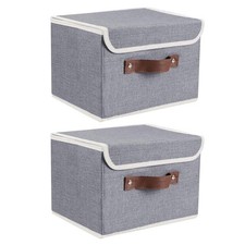 2 Pack Cube Storage Bins,Collapsible Fabric Storage Cubes with Lids Toys5374