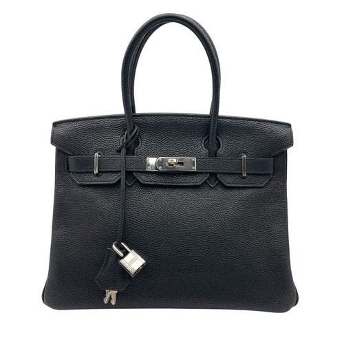 HERMES Birkin 30 Black Handbag J Stamp #OKB313