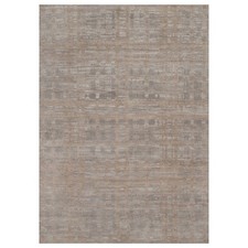 10'x14'2" Brown Modern Criss Cross Erased Design Natural Wool Hand Knotted Rug