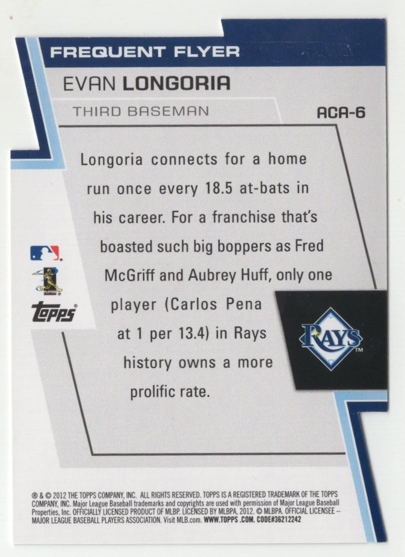 2012 Topps A Cut Above Evan Longoria Tampa Bay Rays #ACA-6