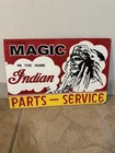 VINTAGE INDIAN MOTORCYCLE PORCELAIN SIGN DEALER SERVICE SALES BIKE PARTS 17"