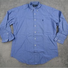 Ralph Lauren Yarmouth Mens 16 32/33 Blue Pinpoint Oxford Button Down Shirt Y2K