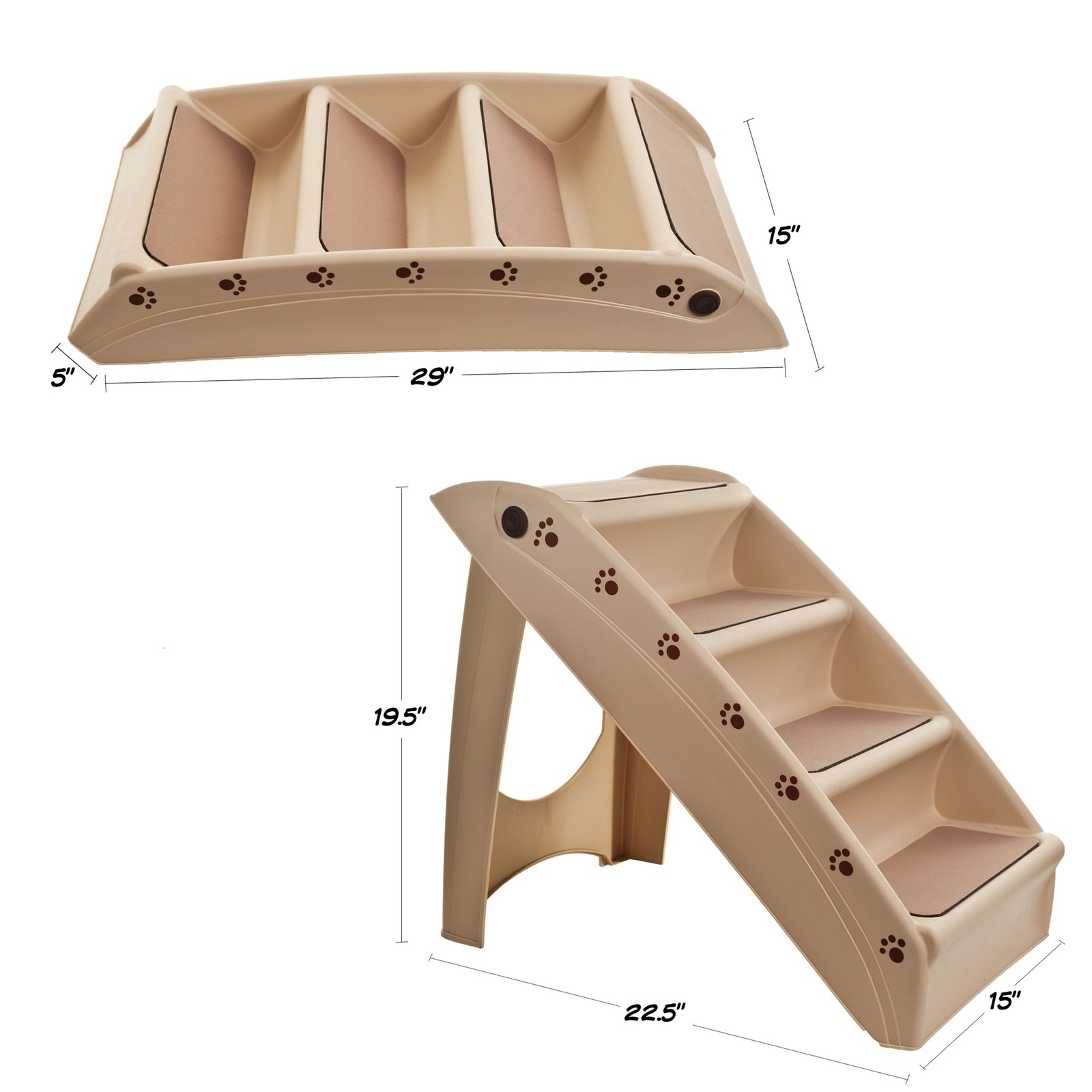 Foldable Pet Stairs Non-slip Steps Dog Cat up to 100lb 4 Steps w/ Support Frame